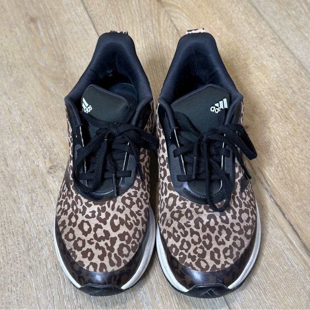 Adidas • Cloud Foam Black and Leopard Print Sneakers Size 6 Youth
